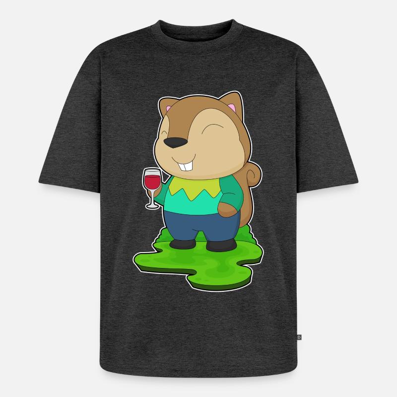 Eichhörnchen Rotwein - Unisex Premium Oversized Bio T-Shirt - Anthrazit meliert