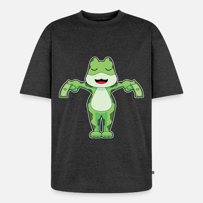Frosch Banknote - Unisex Premium Oversized Bio T-Shirt - Anthrazit meliert