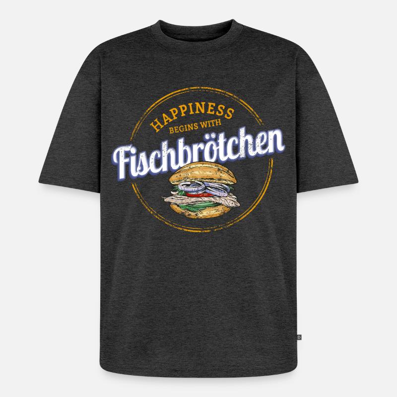 Fischbrötchen mit Matjes oder Bismarckhering - Unisex Premium Oversized Bio T-Shirt - Anthrazit meliert