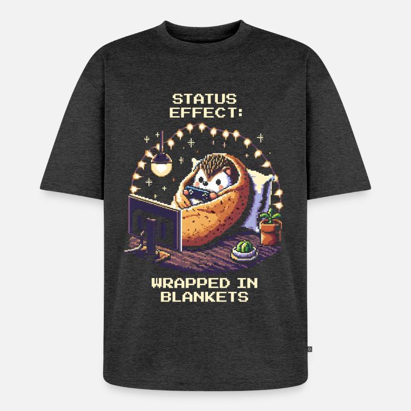 Statut : Blotti dans des couvertures - T-shirt Premium bio oversize Unisexe - anthracite chiné