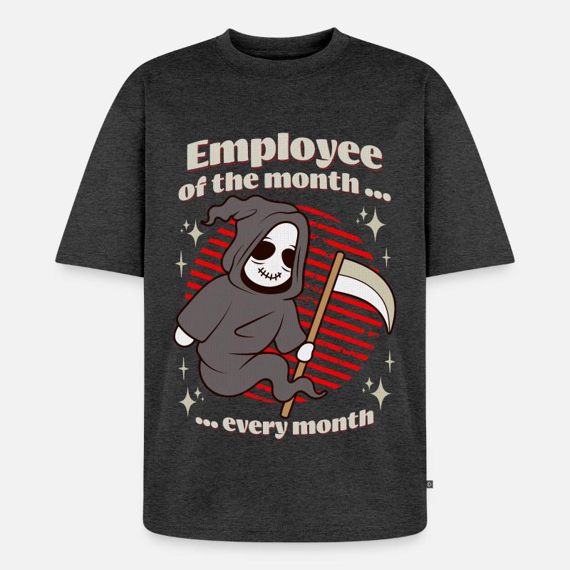 Sensenmann Mitarbeiter des Monats - Unisex Premium Oversized Bio T-Shirt - Anthrazit meliert