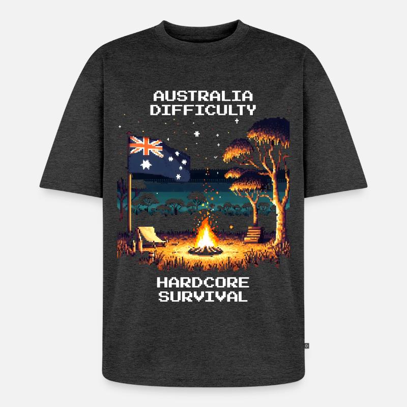 Australien: Hardcore-Survival | Outback - Unisex Premium Oversized Bio T-Shirt - Anthrazit meliert