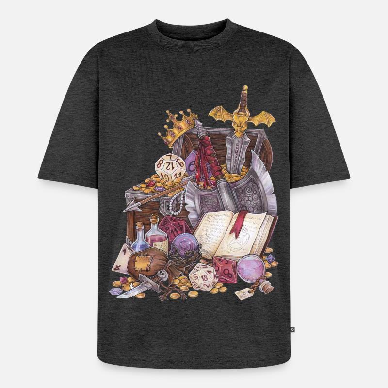 Coffre au trésor dans un donjon avec épée Magic Fantasy - T-shirt Premium bio oversize Unisexe - anthracite chiné