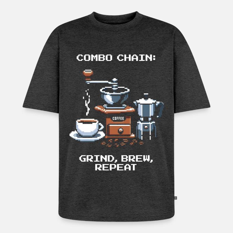 Combo chain: Grind, Brew, Repeat | Coffee - Unisex Premium Oversized Organic T-Shirt - heather anthracite