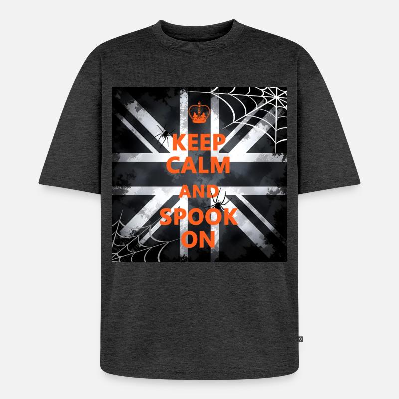 Keep Calm Spook On - Unisex Premium Oversized Bio T-Shirt - Anthrazit meliert