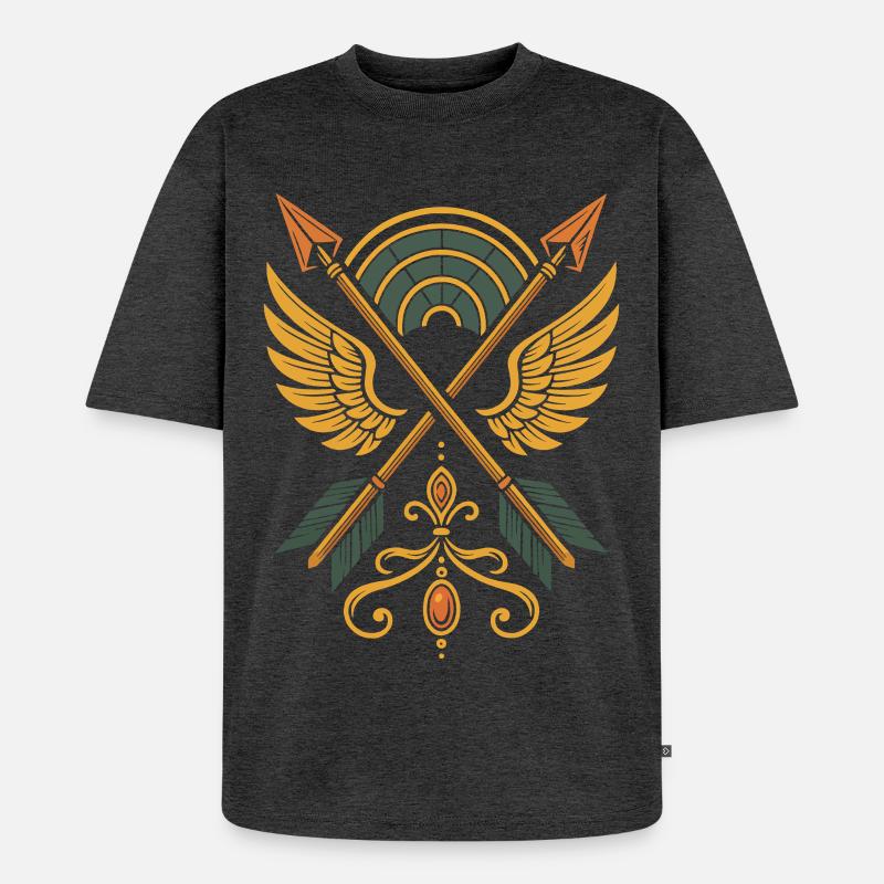 Bogenschießen Ziel Bogenschütze Bogenjagd Design - Unisex Premium Oversized Bio T-Shirt - Anthrazit meliert