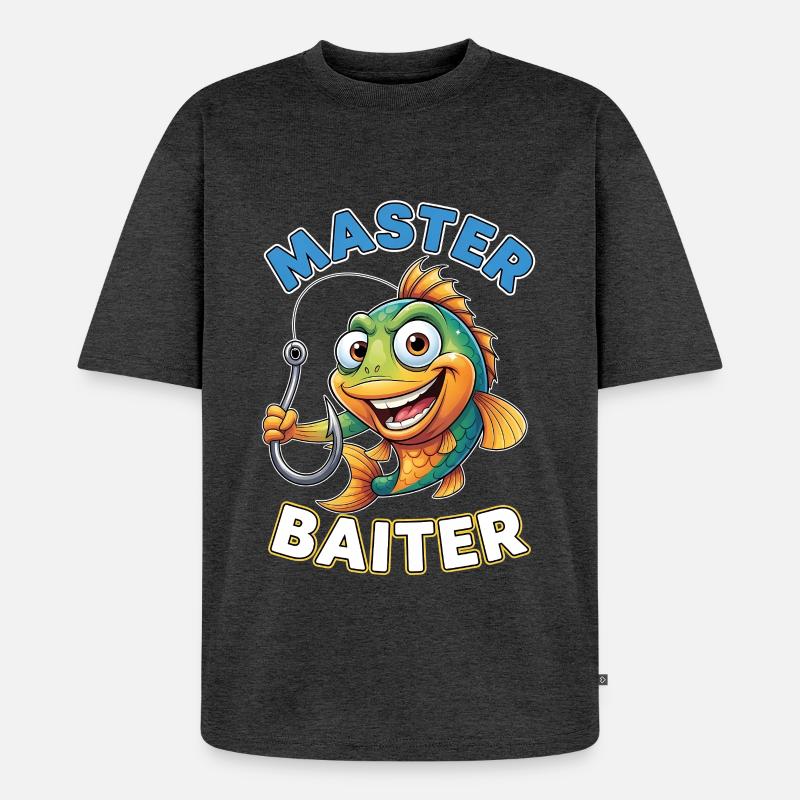 Master Baiter – Lustiger Angler Spruch - Unisex Premium Oversized Bio T-Shirt - Anthrazit meliert