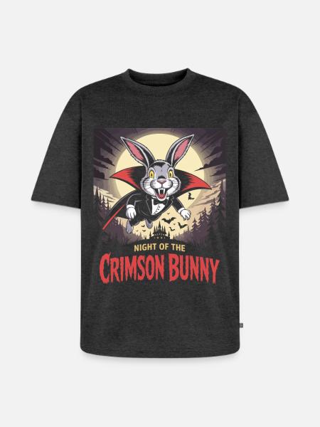 Night of the Crimson Bunny - Bunny Design - Unisex Premium Oversized Organic T-Shirt - heather anthracite