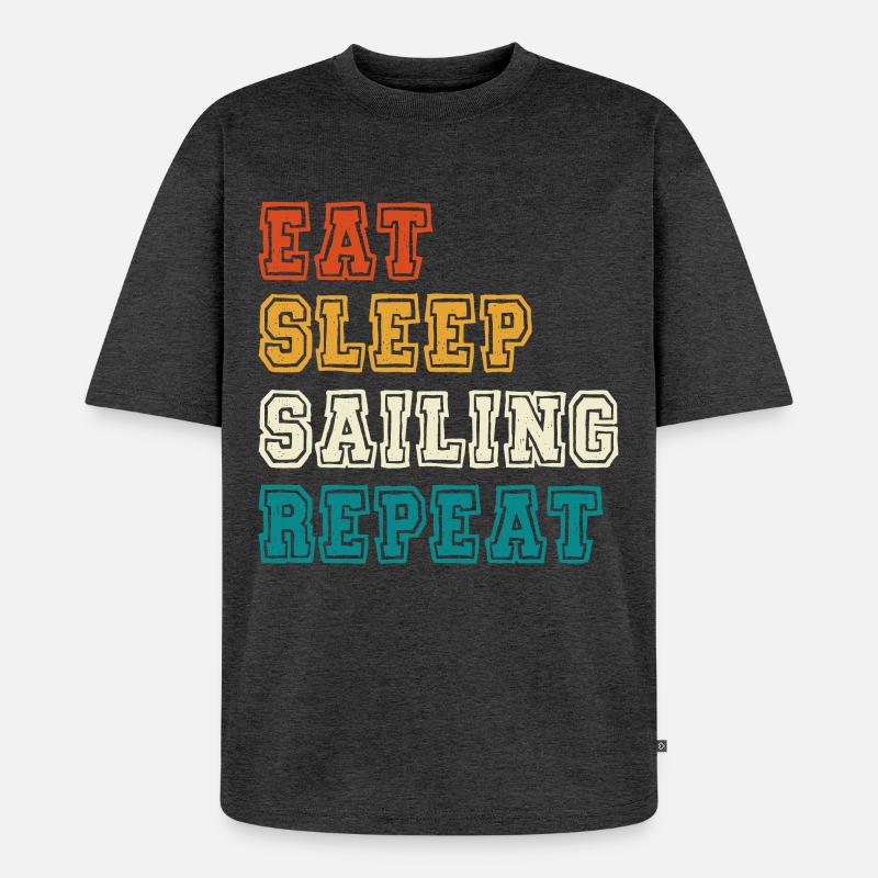 Eat Sleep Sailing Repeat - Unisex Premium Oversized Bio T-Shirt - Anthrazit meliert