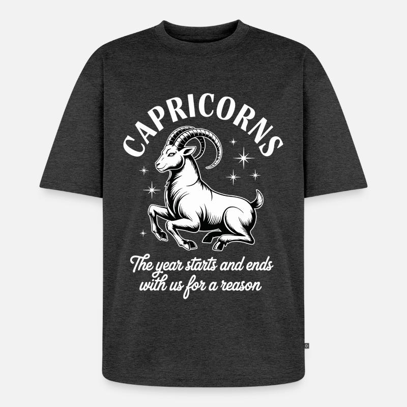 Steinbock Sternzeichen - Unisex Premium Oversized Bio T-Shirt - Anthrazit meliert