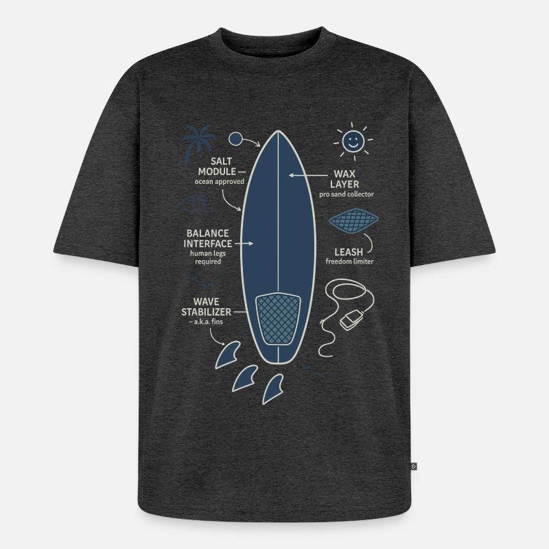 Plan de planche de surf - T-shirt Premium bio oversize Unisexe - anthracite chiné