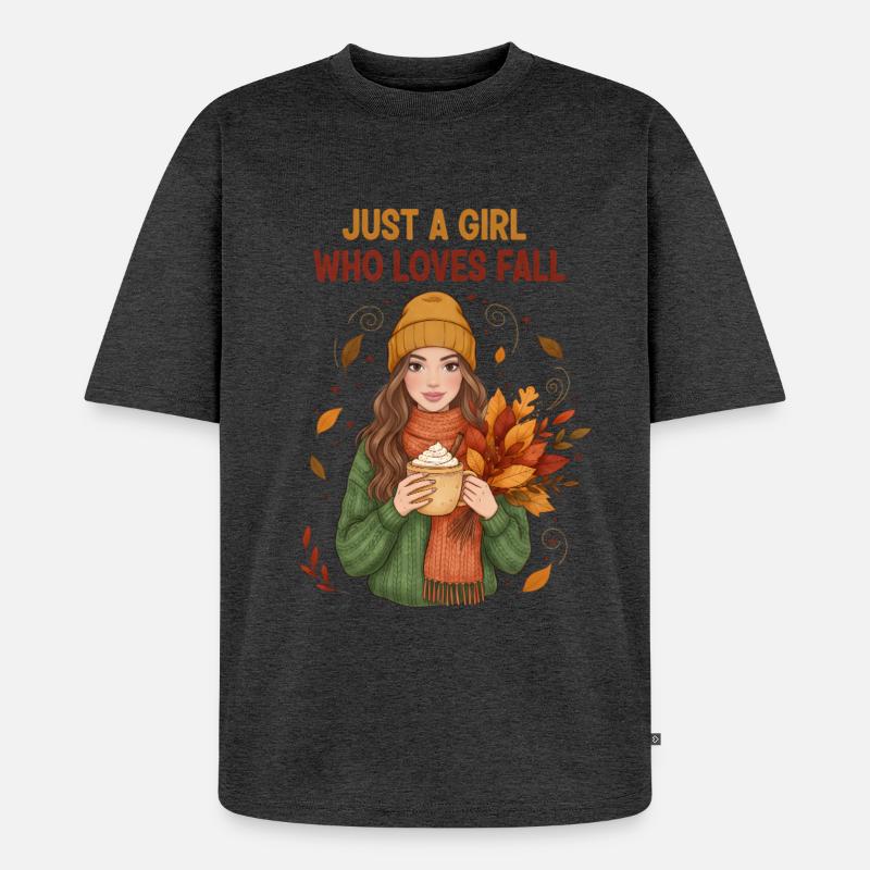 Das Mädchen, das den Herbst liebt - Unisex Premium Oversized Bio T-Shirt - Anthrazit meliert