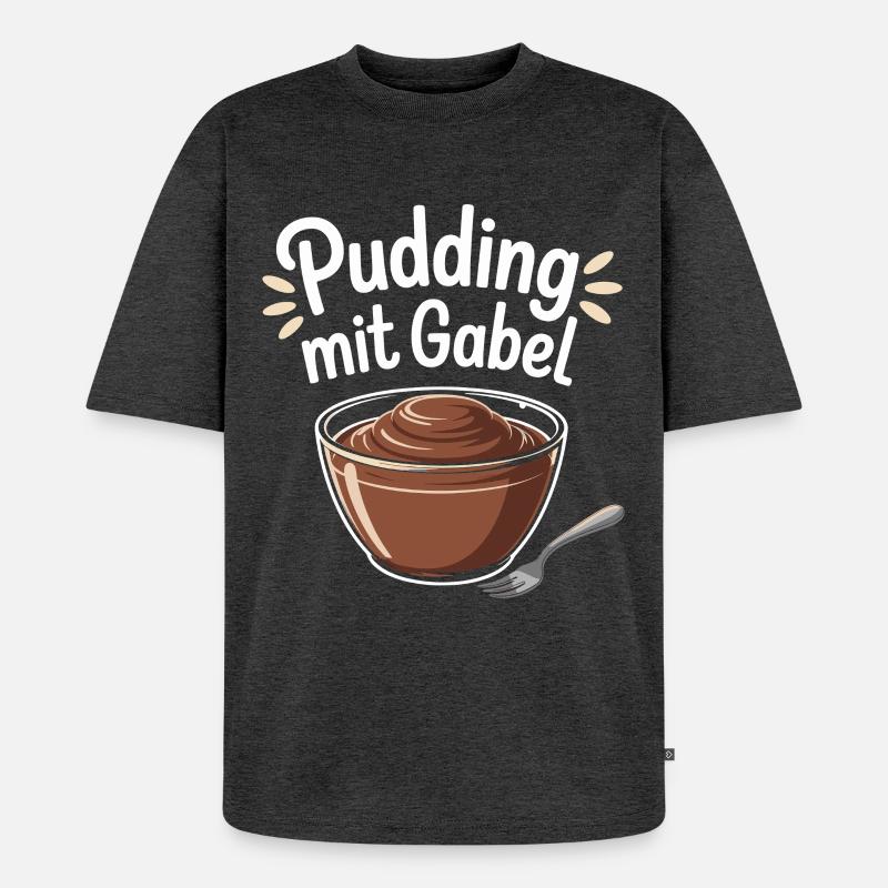 Pudding with fork - Unisex Premium Oversized Organic T-Shirt - heather anthracite