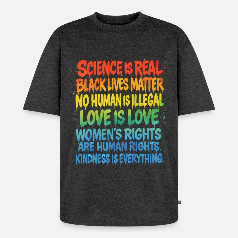 Regenbogen Statement – Human Rights Pride - Unisex Premium Oversized Bio T-Shirt - Anthrazit meliert
