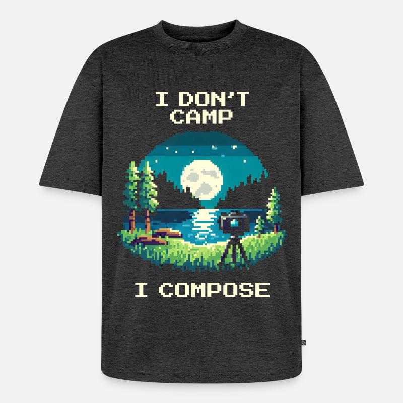I don't camp, I compose | Composition - Unisex Premium Oversized Organic T-Shirt - heather anthracite