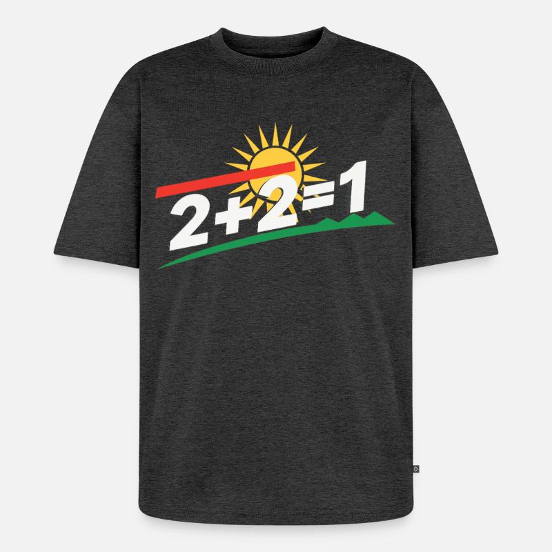 Sonnenlogo 2+2=1 Statement, kurdistan - Unisex Premium Oversized Bio T-Shirt - Anthrazit meliert