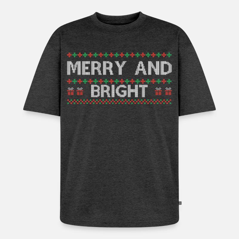 Hässlicher Weihnachtspullover Hässliches Weihnachtsgeschenk-Idee - Unisex Premium Oversized Bio T-Shirt - Anthrazit meliert