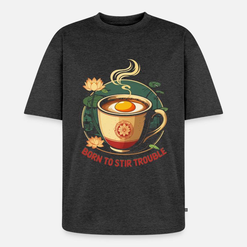 Vietnamesisches Essen Kaffee Mit Eigelb - Unisex Premium Oversized Bio T-Shirt - Anthrazit meliert