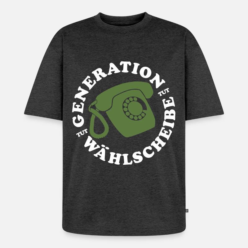 Generation Wählscheibe Festnetz Telefon - Unisex Premium Oversized Bio T-Shirt - Anthrazit meliert