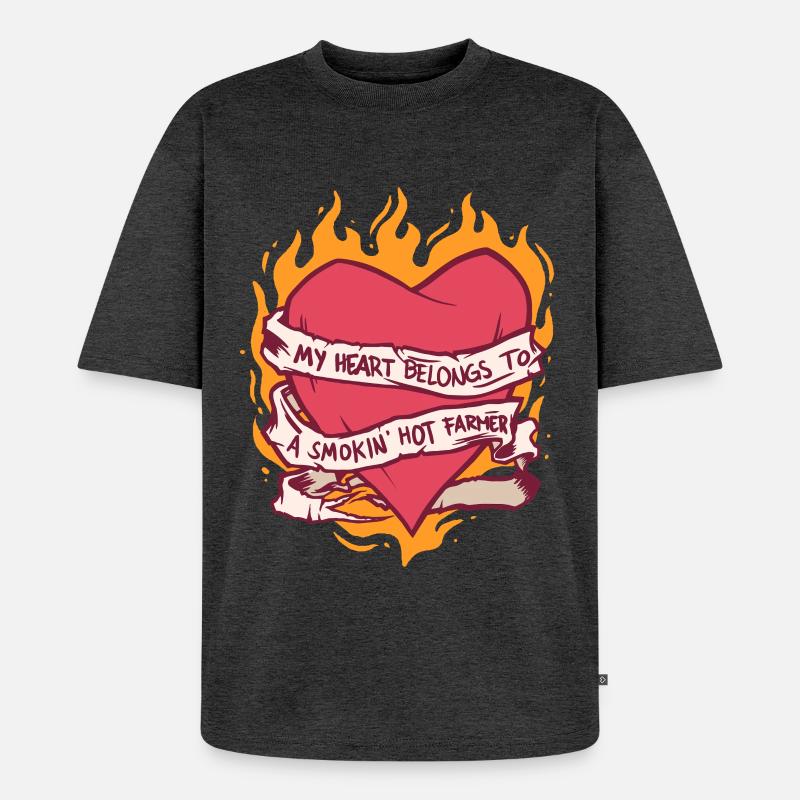 Ehefrau eines Bauern Mutter - Unisex Premium Oversized Bio T-Shirt - Anthrazit meliert