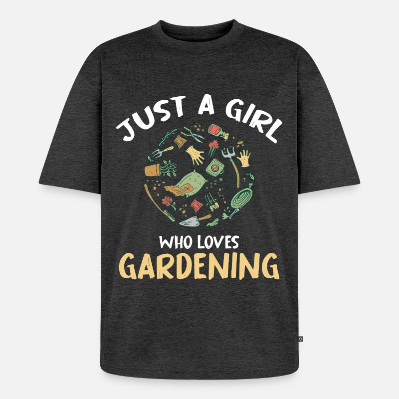 Nur ein Mädchen liebt Gärtnern - Unisex Premium Oversized Bio T-Shirt - Anthrazit meliert