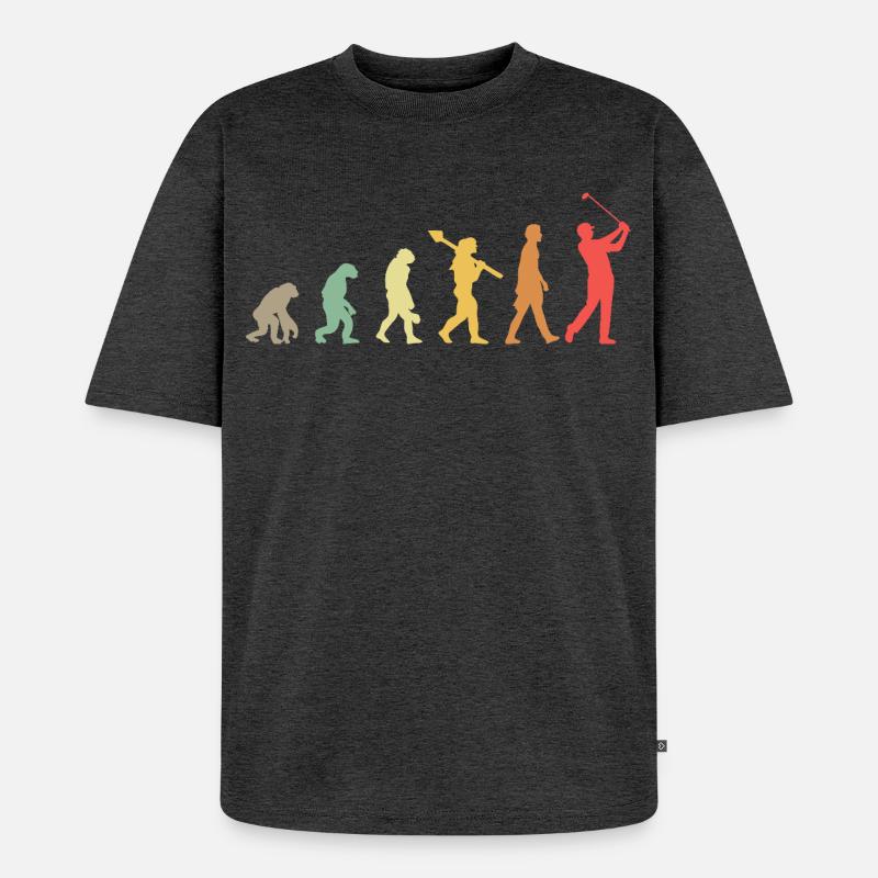 Golf Golfer Golf Course Golfer Evolution - Unisex Premium Oversized Organic T-Shirt - heather anthracite