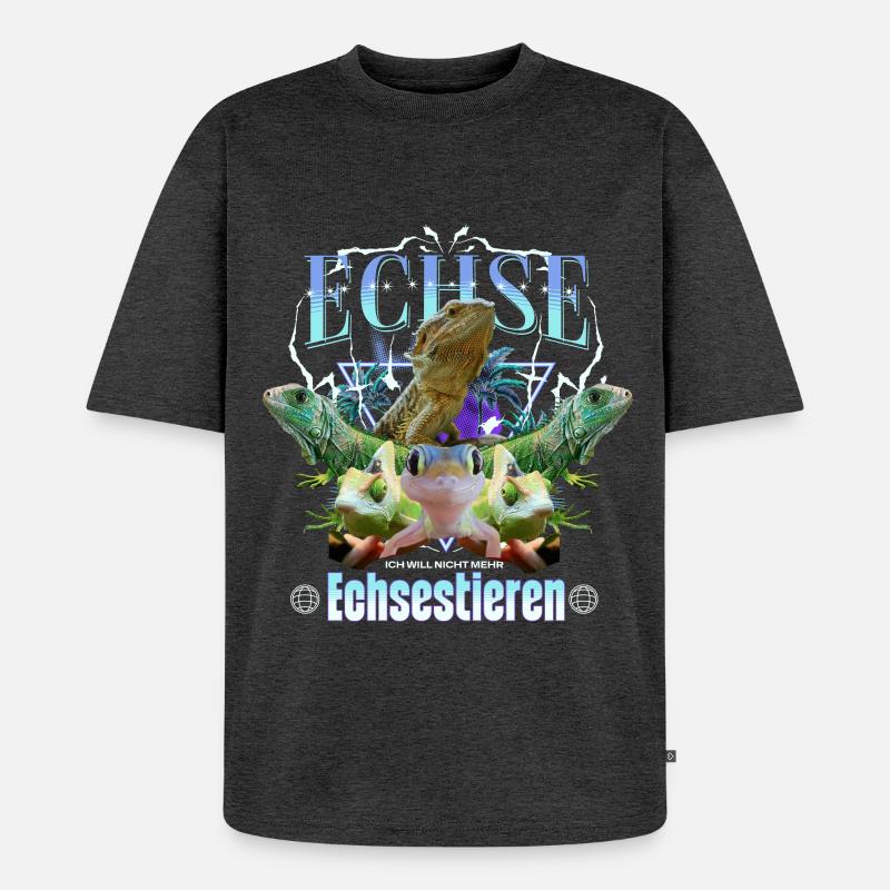 Echsestieren Y2K Bootleg - Unisex Premium Oversized Bio T-Shirt - Anthrazit meliert