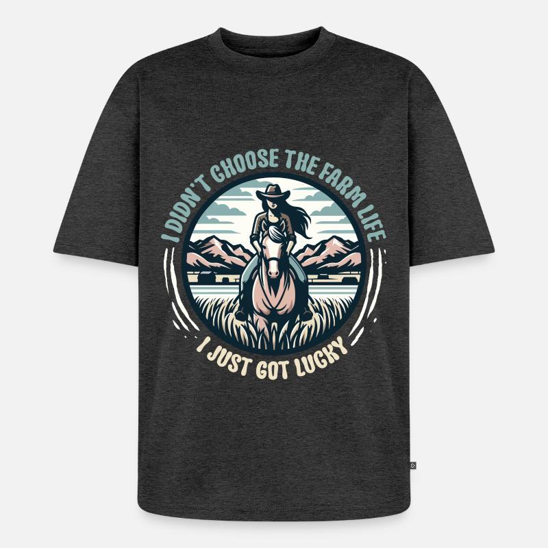 Ehefrau eines Bauern Mutter - Unisex Premium Oversized Bio T-Shirt - Anthrazit meliert