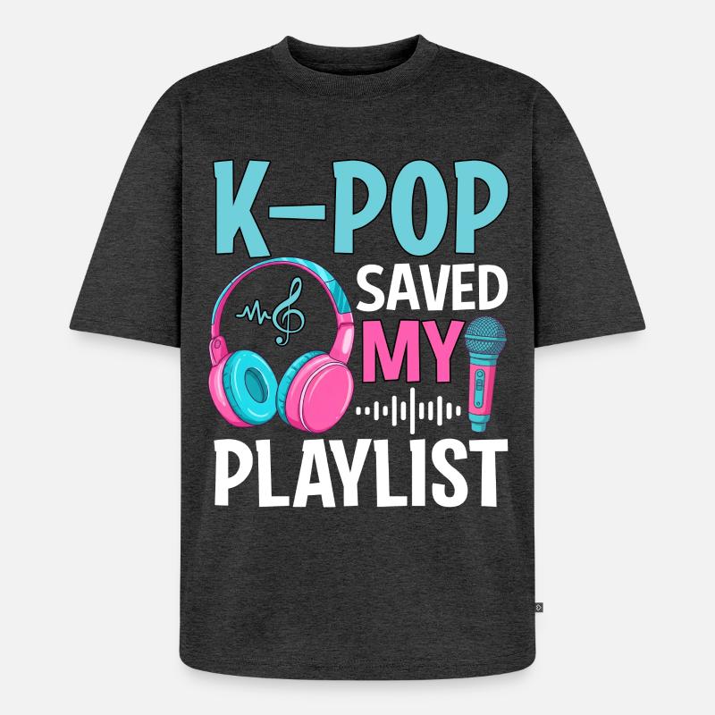 K-Pop Saved My Playlist - Unisex Premium Oversized Bio T-Shirt - Anthrazit meliert