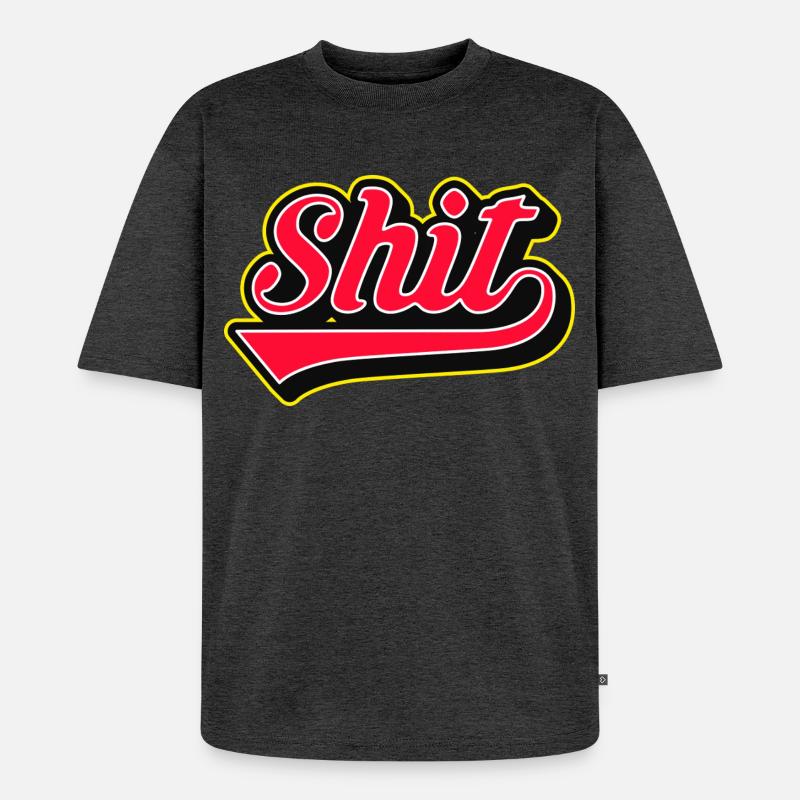 Shit Word Script Logo - Unisex Premium Oversized Bio T-Shirt - Anthrazit meliert