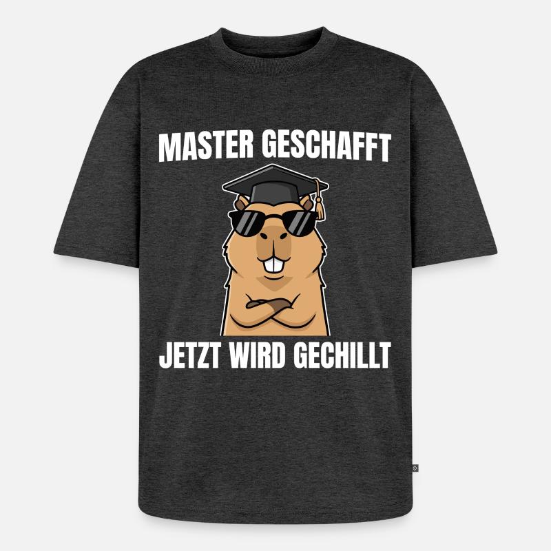Master geschafft Capybara Bestandene Masterprüfung - Unisex Premium Oversized Bio T-Shirt - Anthrazit meliert
