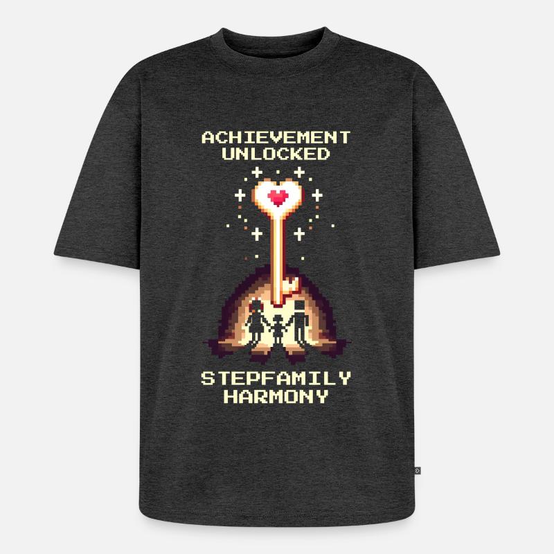 Patchwork-Harmonie freigeschaltet | Patchwork - Unisex Premium Oversized Bio T-Shirt - Anthrazit meliert