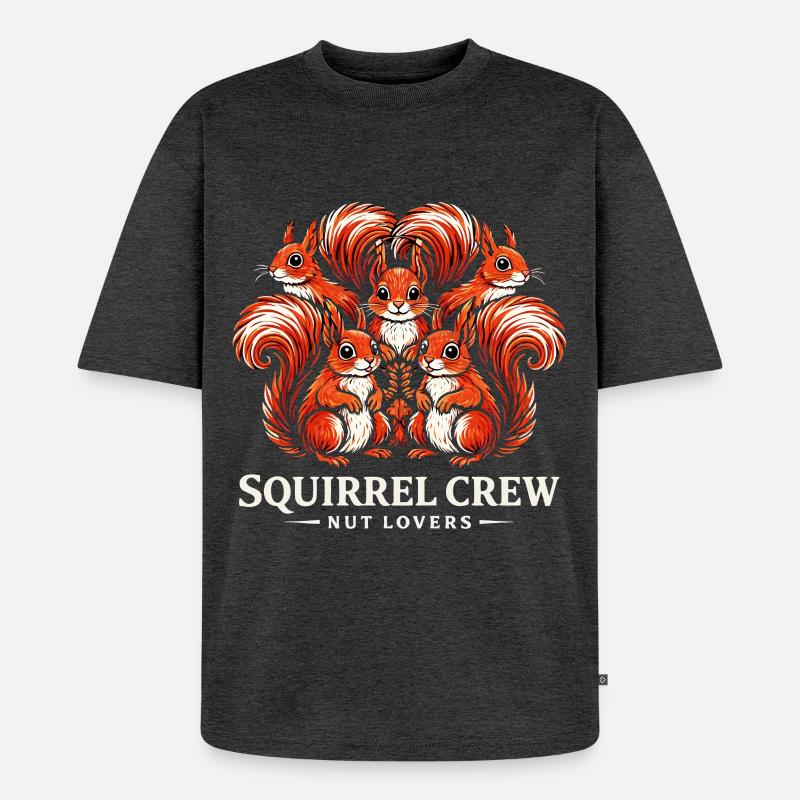 Squirrel Crew - Nut Lovers Eichhörnchen Gang - Unisex Premium Oversized Bio T-Shirt - Anthrazit meliert