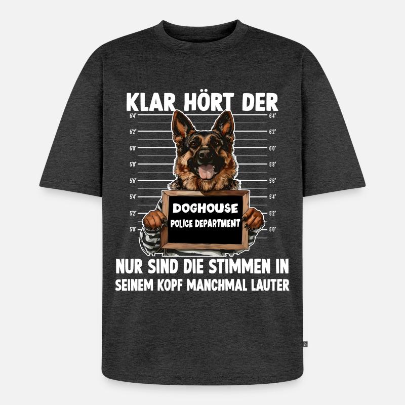 Hundehalter Geschenk Deutscher Schäferhund Gassi  - Unisex Premium Oversized Bio T-Shirt - Anthrazit meliert