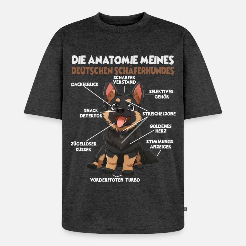 Schäferhund Gassi T Hundehalter Schäferhund - Unisex Premium Oversized Bio T-Shirt - Anthrazit meliert
