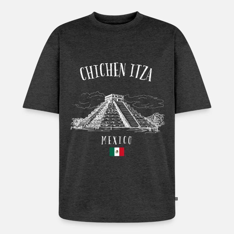 Chichen Itza Pyramide Mexiko - Unisex Premium Oversized Bio T-Shirt - Anthrazit meliert