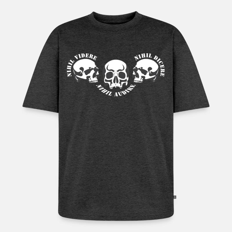 Drei Schädel – Schädel-Trio - Unisex Premium Oversized Bio T-Shirt - Anthrazit meliert