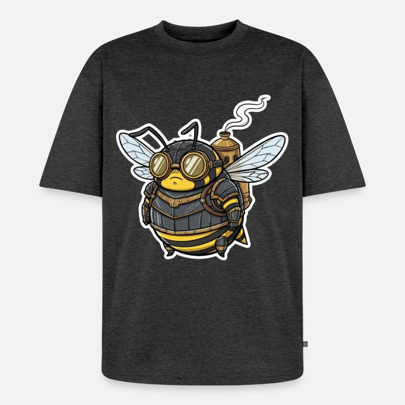 Steampunk Worker Bee Gepanzerte Brille - Unisex Premium Oversized Bio T-Shirt - Anthrazit meliert