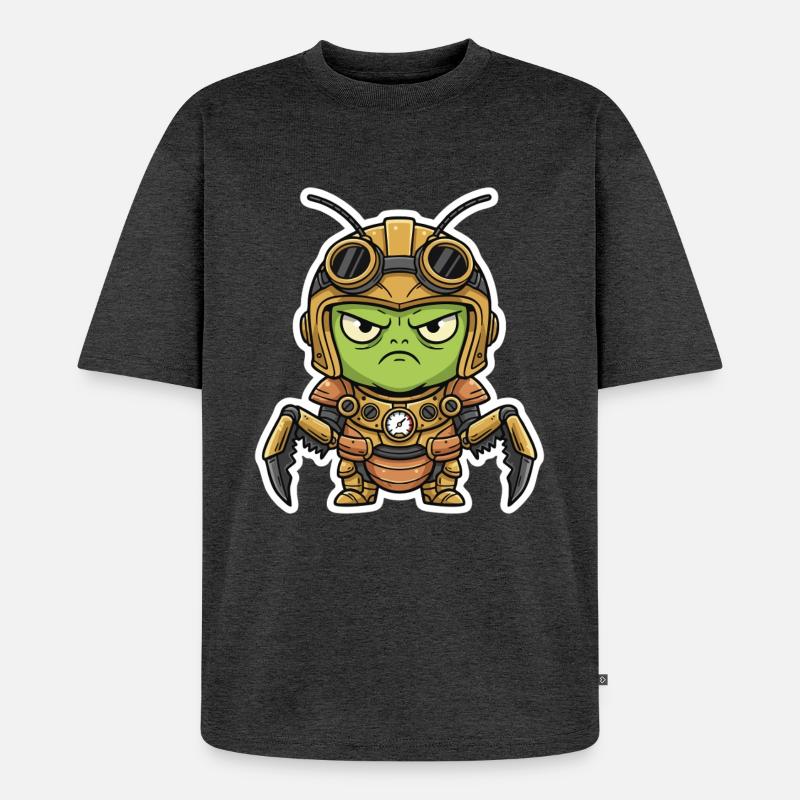 Locust Engineer Steampunk Armor Brass - Unisex Premium Oversized Organic T-Shirt - heather anthracite