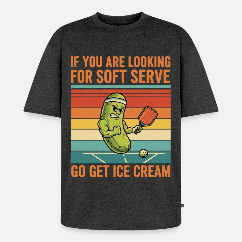 Pickleball Lustiger Softaufschlong Hol Eiscreme - Unisex Premium Oversized Bio T-Shirt - Anthrazit meliert