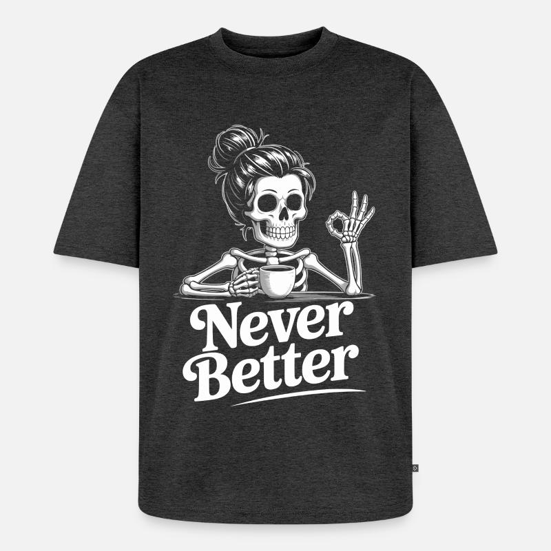 Kaffee, Kaffeetrinker, Kaffeetrinkerin, lustig - Unisex Premium Oversized Bio T-Shirt - Anthrazit meliert
