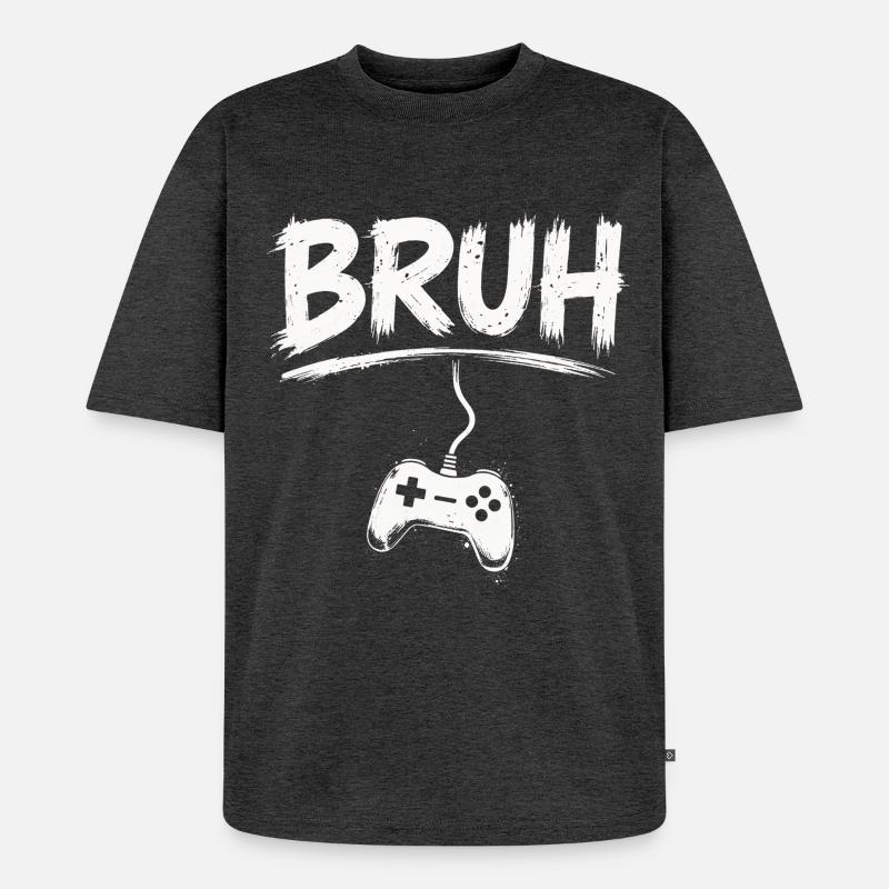 BRUH Gaming Controller Splash - Unisex Premium Oversized Organic T-Shirt - heather anthracite