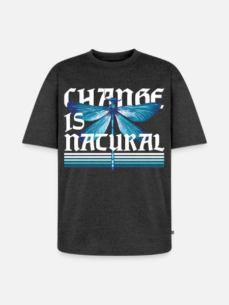 Libelle Libellen Change Is Natural - Unisex Premium Oversized Bio T-Shirt - Anthrazit meliert