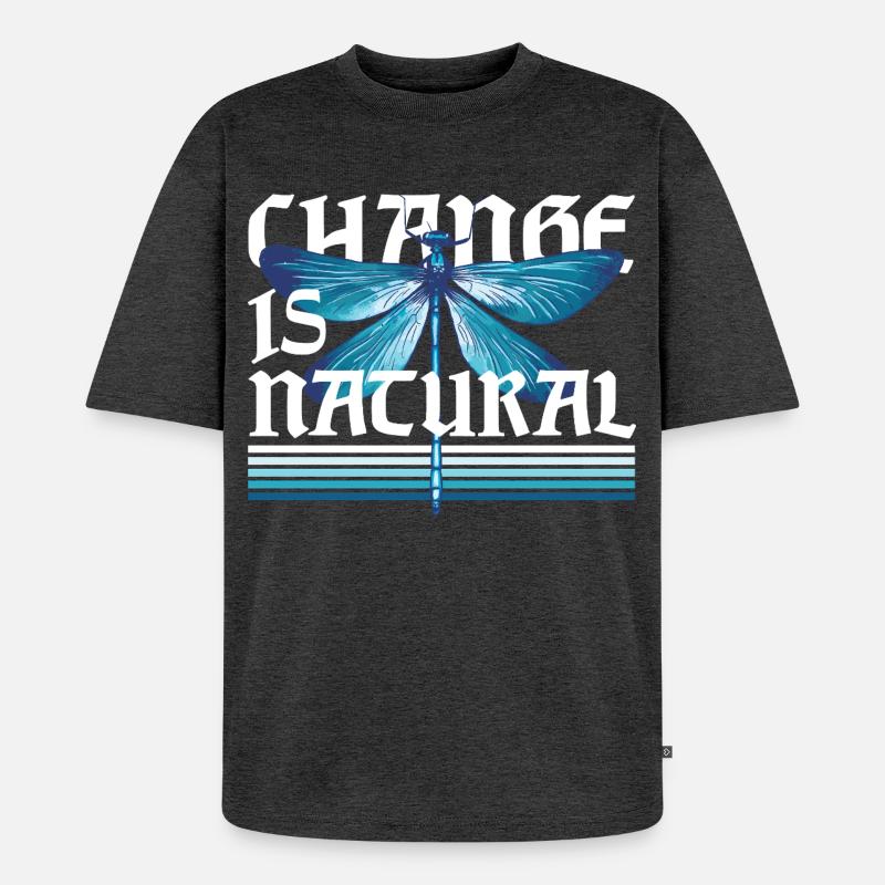 Libelle Libellen Change Is Natural - Unisex Premium Oversized Bio T-Shirt - Anthrazit meliert