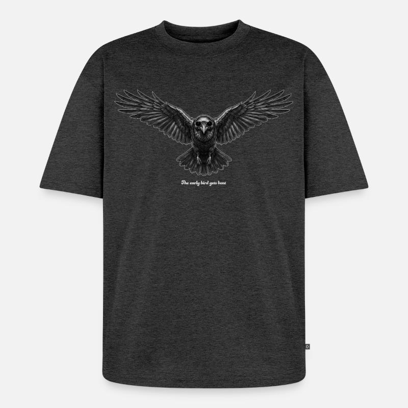 Rabe - Langschläfer - Unisex Premium Oversized Bio T-Shirt - Anthrazit meliert