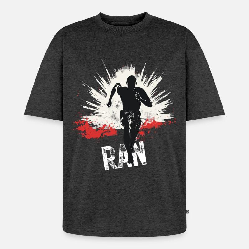 Running Jogging Runner Sprint Design - Unisex Premium Oversized Organic T-Shirt - heather anthracite