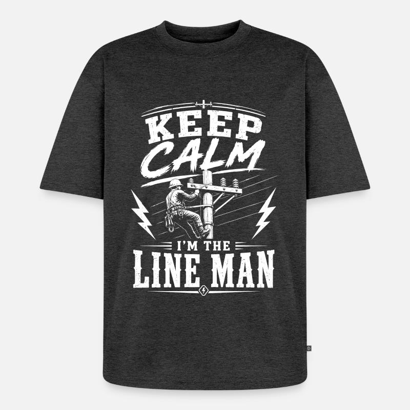 Strom Techniker Lineman Ingenieur Design - Unisex Premium Oversized Bio T-Shirt - Anthrazit meliert