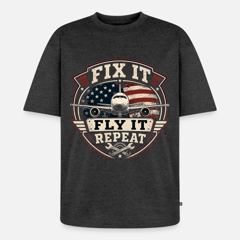 Flugzeugtechnik Wartung Luftfahrt Beruf - Unisex Premium Oversized Bio T-Shirt - Anthrazit meliert