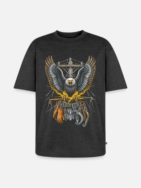 Leitungsmonteur Freileitungsmonteur - Unisex Premium Oversized Bio T-Shirt - Anthrazit meliert