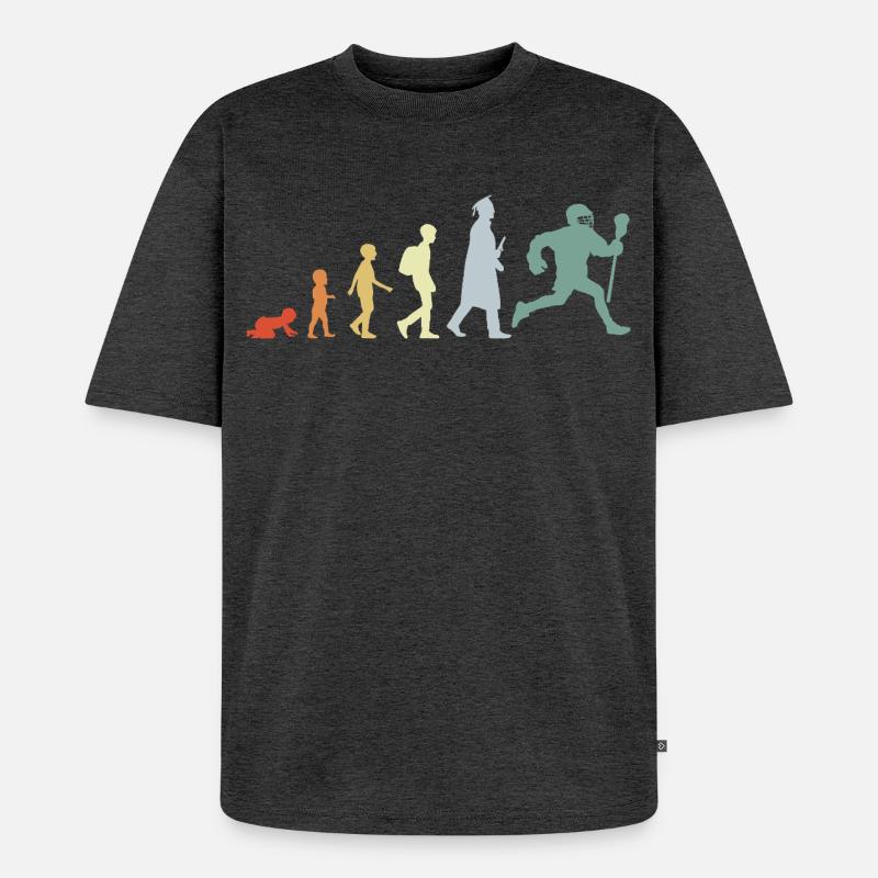 Évolution d’un joueur de crosse - T-shirt Premium bio oversize Unisexe - anthracite chiné